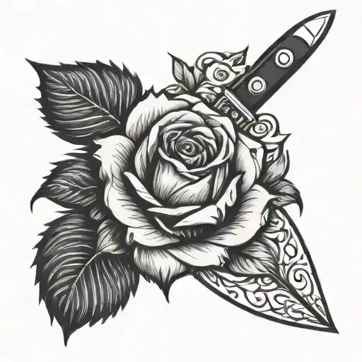 A Knife In A Rose Growing