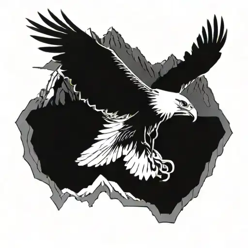 Eagle Flying Over A Mountain
