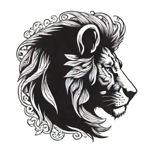 Half Lion Half Lamb Head Profile Holding