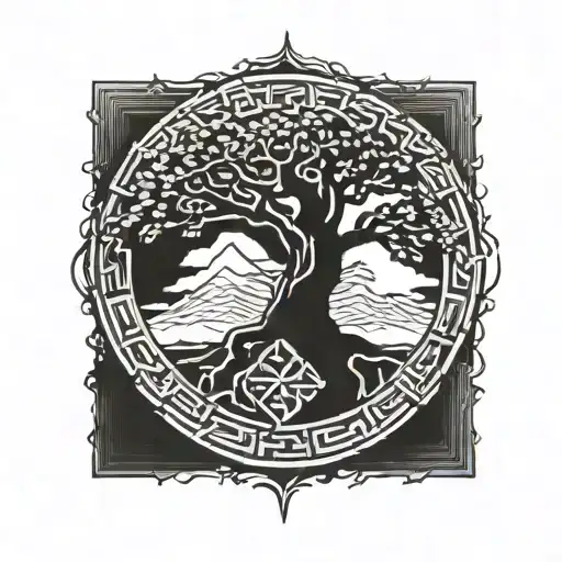 Tree Of Life Growing From Valknut Symbol
