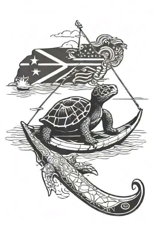 Honu And Canoe With Colorado State Flag In The Background