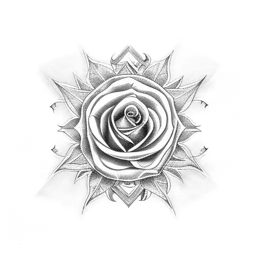 Rose And Sunflower With Freemason Symbol