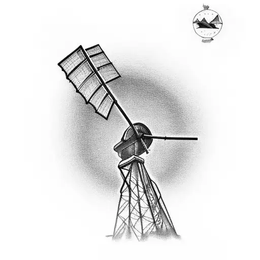 Texas Windmill Tower With Sunset