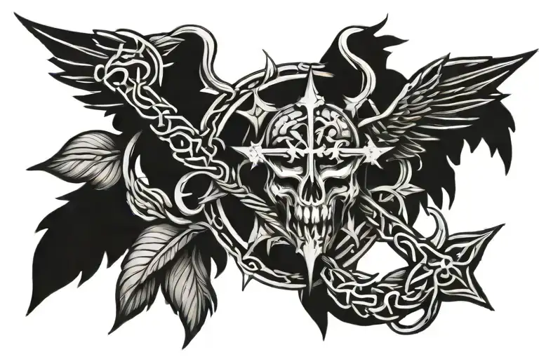 Crown Of Thorns With Wings And Sword