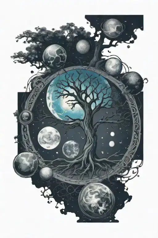 Celtic Tree Of Life Surrounded By Planets Coming