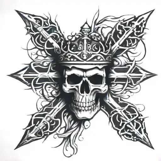 Cross With Crown Of Thorns And Cloth Wrapped