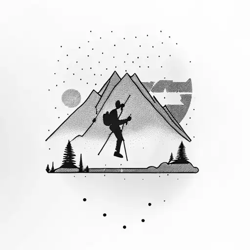 A Silhouette Of A Hiker Against A Breathtaking Sunset Over The Rocky Mountains