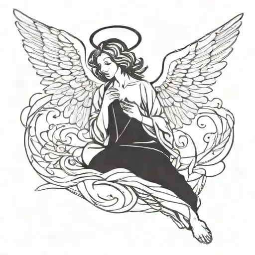 One Line Drawing Tattoo Of An Biblicaly Accurate Angel