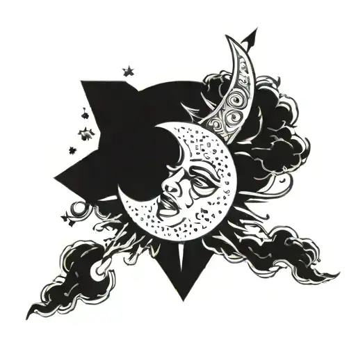 The Moon And The Sun Are One Esoteric Vibe Tatto Face On Sun And Eye On Moon