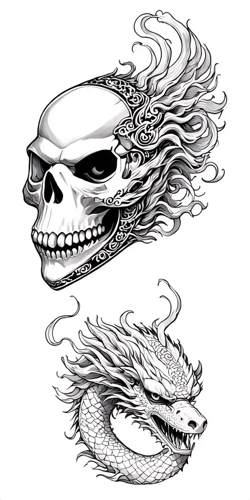 Ninja Skull Mask With Chinese Dragon And Hell