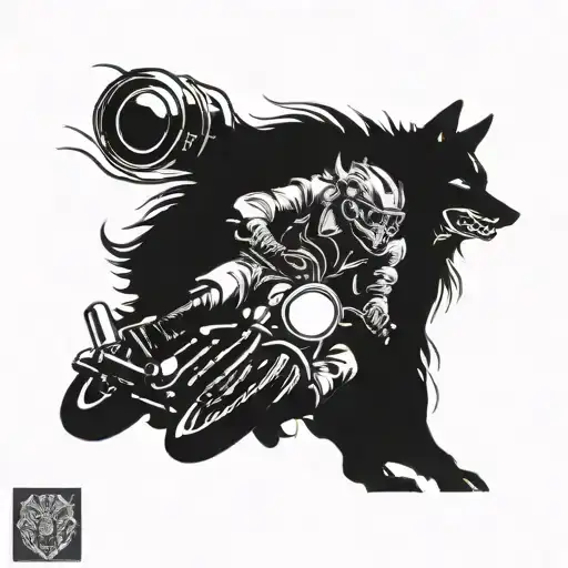 Wolf Playing Drums While Riding Motorcycle