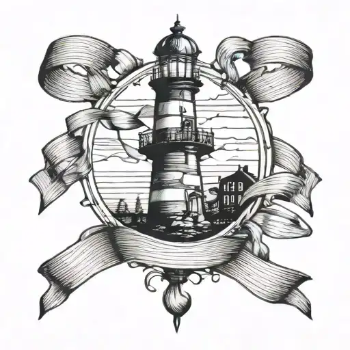 Lighthouse And Ribbon Wrapped