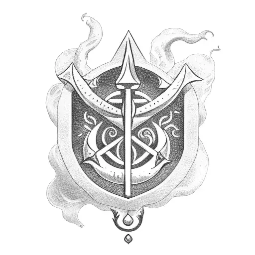 An Open Book With A Trident Of Poseidon Emerging From Its Pages