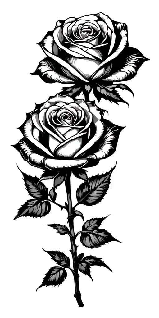 2 Roses Men Black