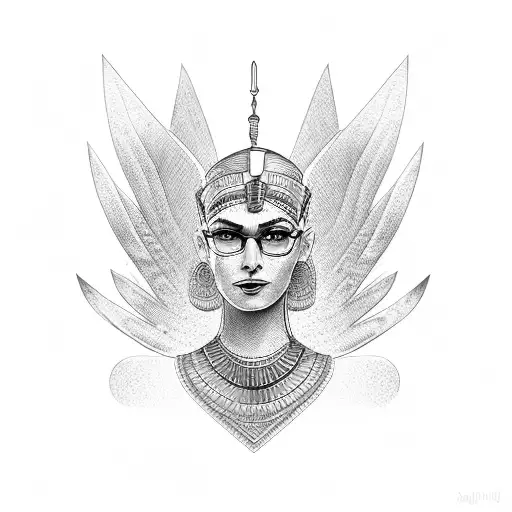 An Intelligent Woman With Glasses In An Egyptian Goddess Costume