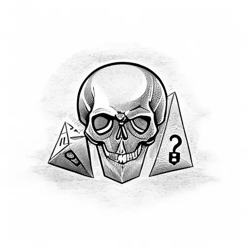 Skull With D20 Dice