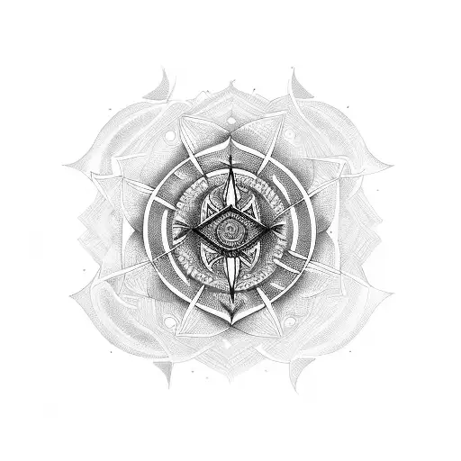 A Mesmerizing Tattoo Showcasing The Fusion Of Hindu And Innovation Symbols