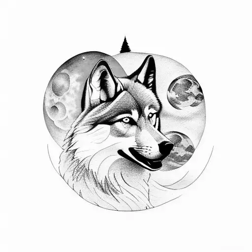 A Serene Italian Countryside Scene With A Wolf Howling At The Moon