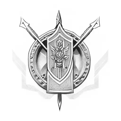 Spartan Style Spear With Spartan Shield In The Middle