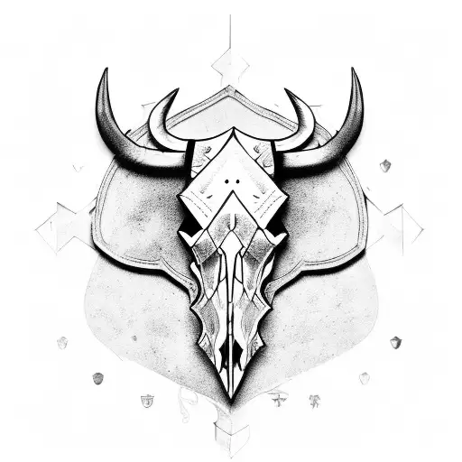 Bull Skull With Shield
