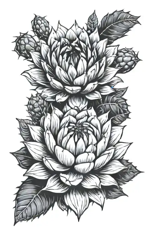 Cactus With Branch Around Sunflower