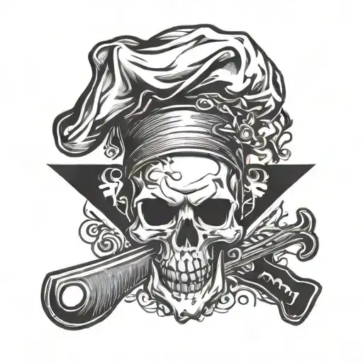 Skull Meat Cleaver Chef Hat & Smoking