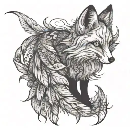 Fox With Feathers Hanging