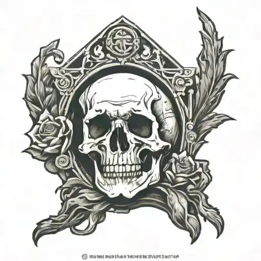 Jesus' Grave Stone Rolled Away W Skull As The Tomb And No Teeth