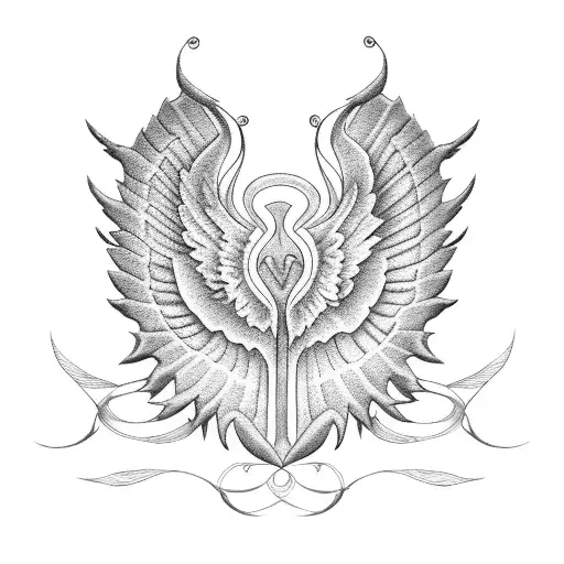 A Tattoo Of A Family Tree With Angel Wings