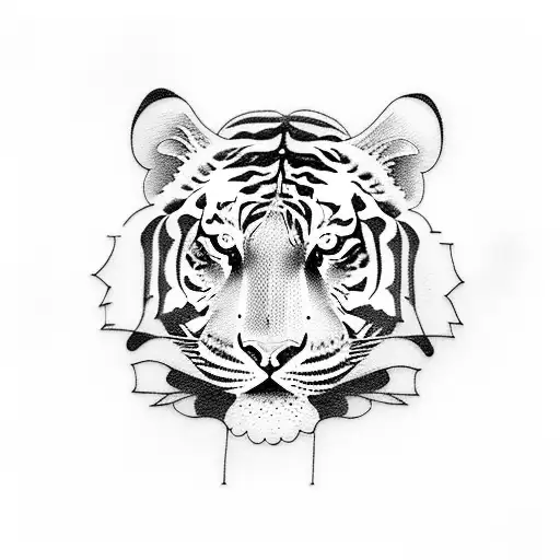 A Tattoo Of A Tiger Surrounded By Family Members