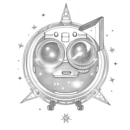 A Robot Holding A Book With A Moon And Stars Reflected In Its Metallic Body