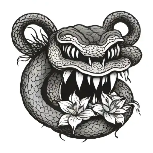 Snake Hatred Vengeful Smile Surrounded By Lotus