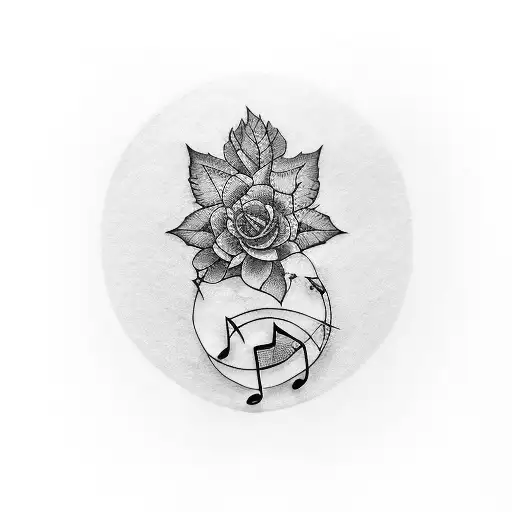 A Tattoo Design That Combines Music And Plants