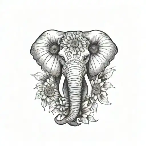 Elephant With Sunflower