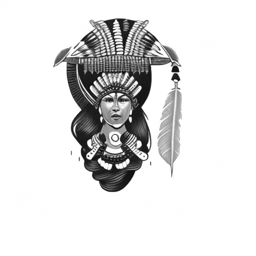 A Woman In A Native Headdress