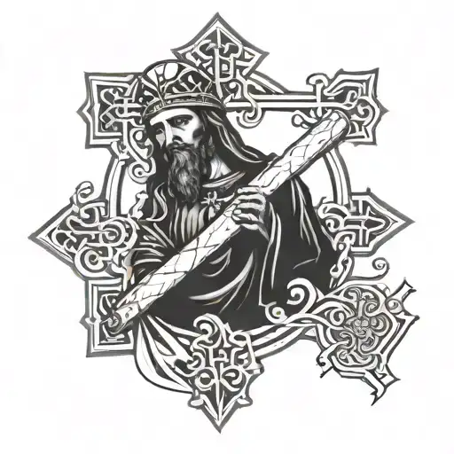 Massabki Brother Saints Holding The Cross