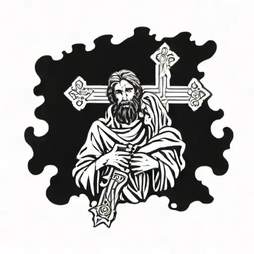 Saints Holding The Cross Jesus Christ