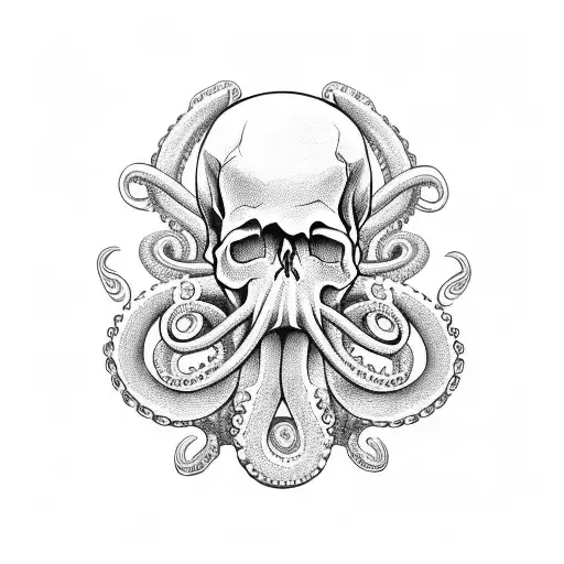 Skull With Octopus And An Anchor