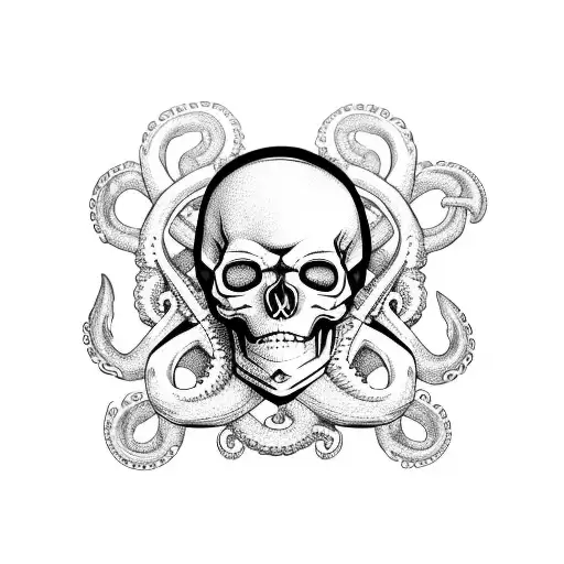 Pirate Skull With Octopus And An Anchor