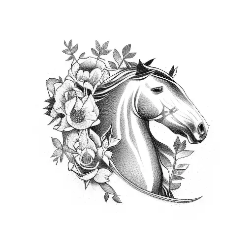 A Majestic Black Horse Galloping Through A Field Of Flowers