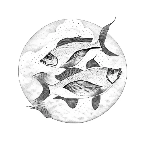 Two Foi Fish Swimming In A Circle