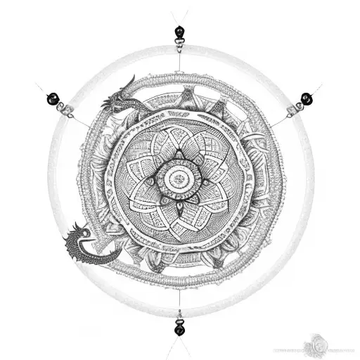 Mandala Necklace Dreamcatcher With Lace And A Dragon And Jewels