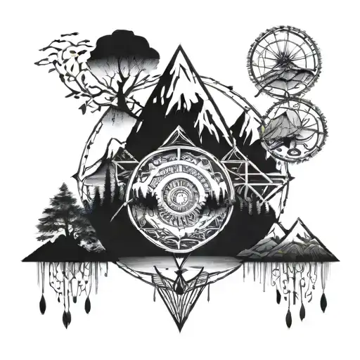 An Intricate Mandala Design Incorporating Elements Of Nature And Mountains