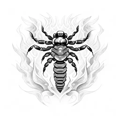 Scorpion Surrounded By Flames