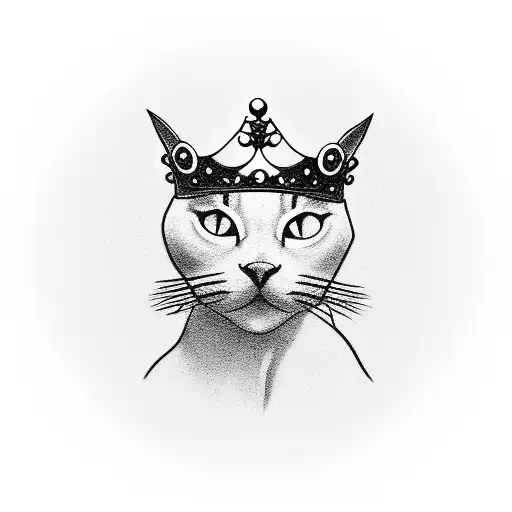 Very Simple An Small Finger Tattoo Of Ring With Cat Wearing Crown