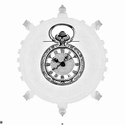 A Pocket Watch With Intricate Gears And Clock Hands Surrounded By Delicate Greek Key Patterns