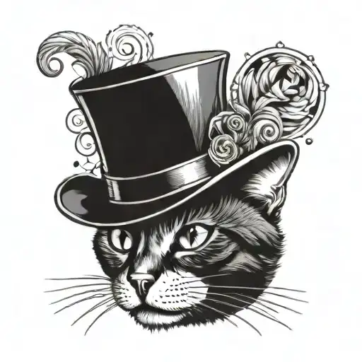 A Cat With A Top Hat Wearing A Monocle Diamond Eye Pupils Smiling