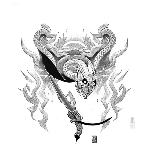 Cobra Com Uma Katana No Meio