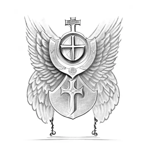 Angel Wings Shield With Cross