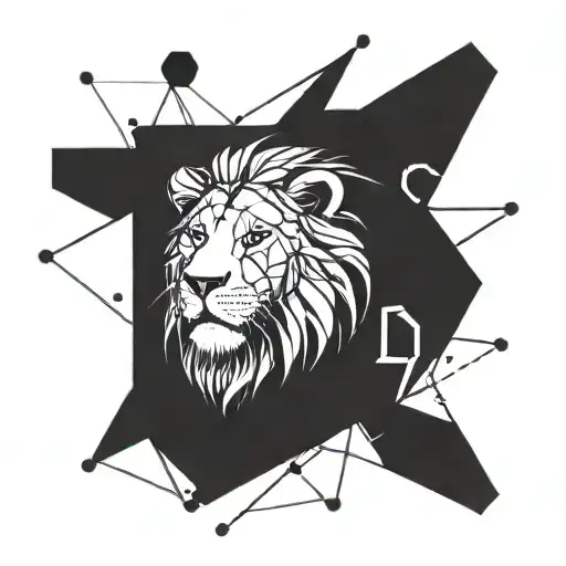 A Geometric Lion Constellation Representing The Leo Zodiac Sign